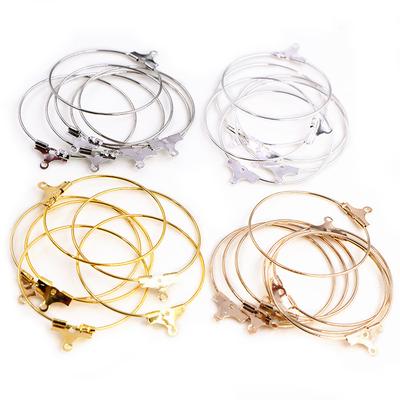 30pcs 20 25 30 35 40 45mm Hoop Earrings Big Circle Ear Wire Hoops Earrings Findings For DIY Jewelry Making Supplies Accessories