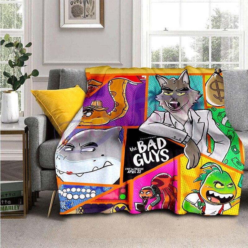 The Bad Guy Blankets Super Soft Cartoon TBG Flannel Blanket Warm Lightweight Kids Bedding Sofa Sofa Chairs All Seasons