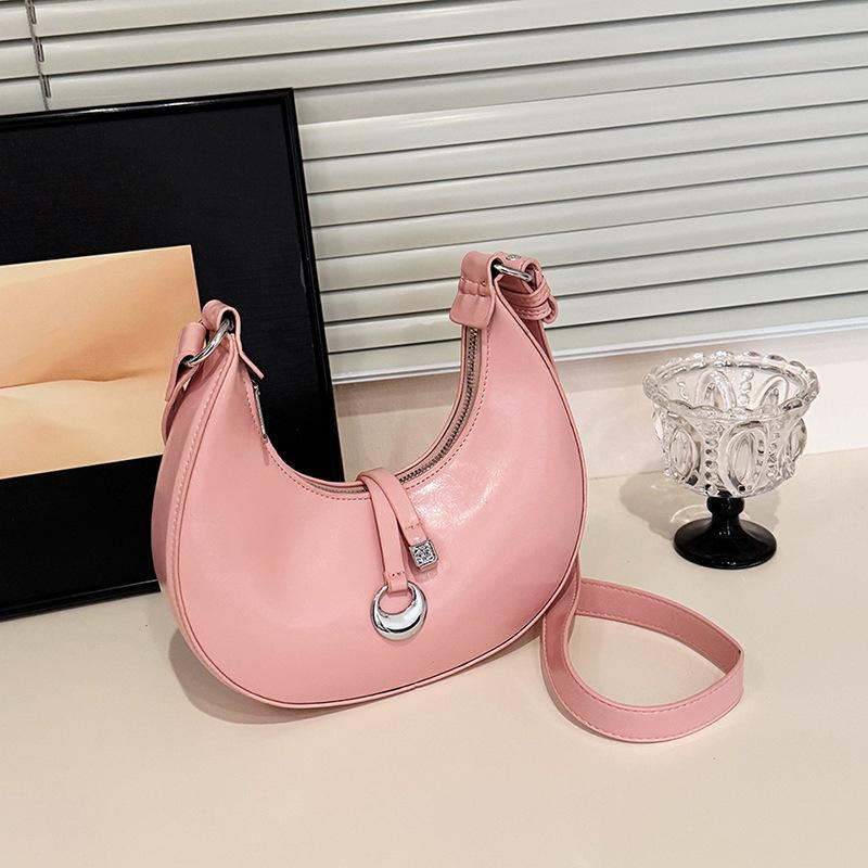 Simple and fashionable shoulder handbag 2025 spring new niche high-end commuter underarm bag Korean crescent bag