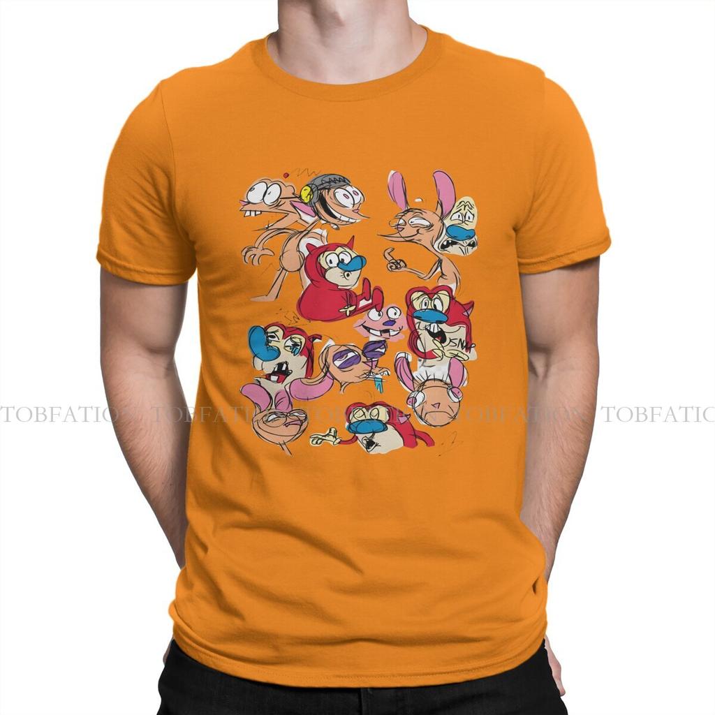ZX Show The Ren  Stimpy Show Anime Men T Shirt Cotton Fashion ONeck TShirt Harajuku Streetwear