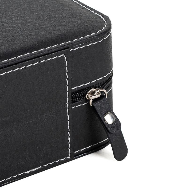 Portable PU Leather Zipper Storage Box for Watches and Jewelry, 6, 10, and 12-Digit Options
