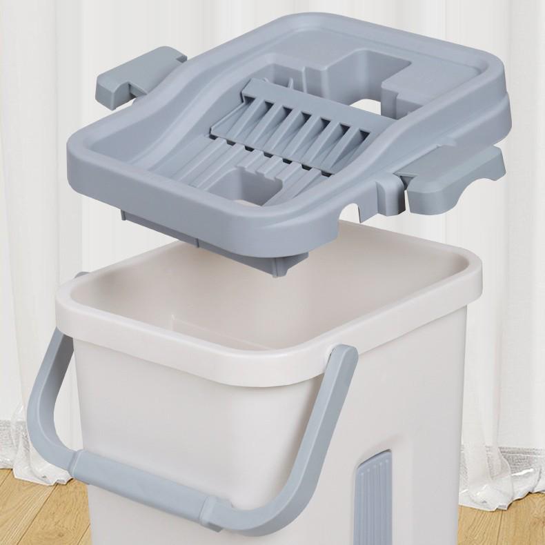 Dual-Use Hands-Free Flat Mop & Bucket Set for Dry and Wet Cleaning in Homes