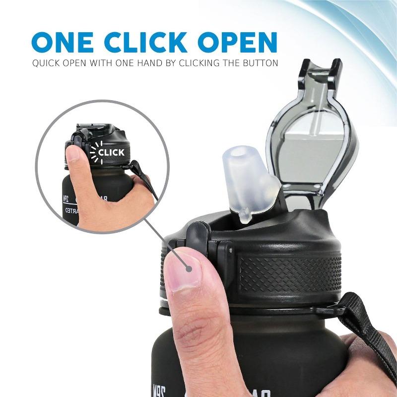 1L Sports Water Bottle Gym Travel Drinking Leakproof Bottle With Straw BPA-Free
