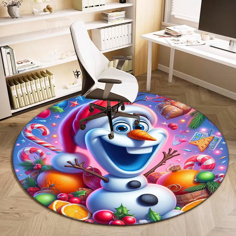 Cute Christmas Day Gift Bell Santa Claus Snowman Christmas Tree round rug Home Soft Decorative Anti slip Chair Mat Carpet Outdoor Floor Mat Carpet 11