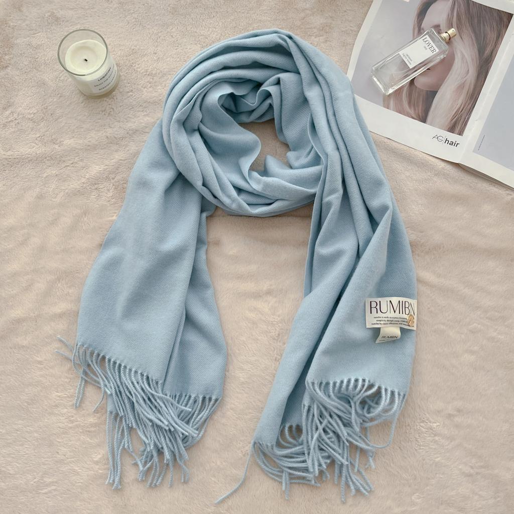 New solid color scarf women's winter men's couple shawl dual-purpose warm long thickened Japanese and Korean version