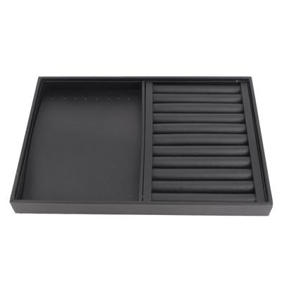 Jewelry Display Tray Bracelet Ring Earring Necklace Holder Storage Plate Case (Black PU)