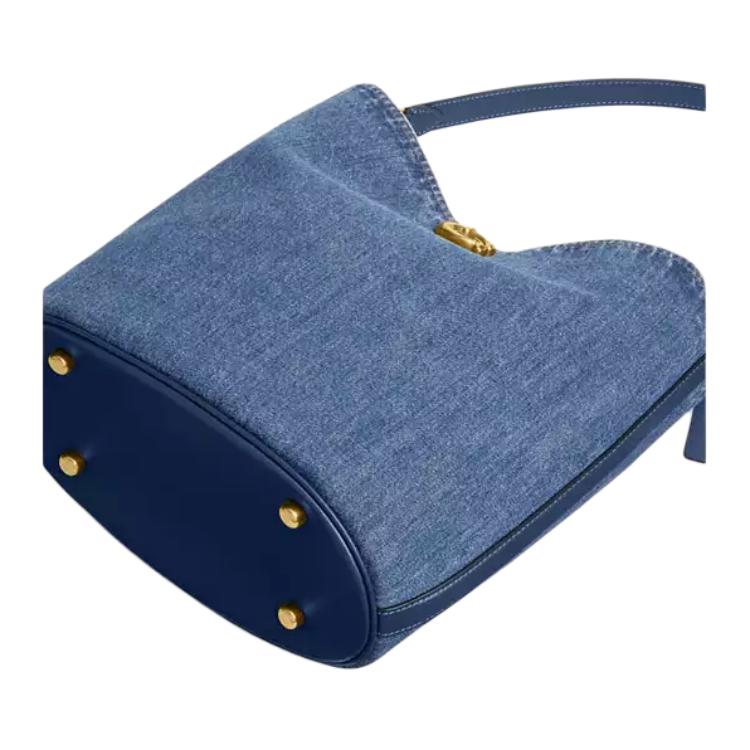 Coach Wierzba 27 Miękkie Logo Jeansowa Torba Bucket Bag Damskie Torby Ciemnoniebieski CAT44-B4RHO