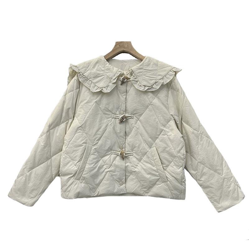 Sweet baby face down jacket women's 2024 winter new age-reducing horn buckle warm small coat tide