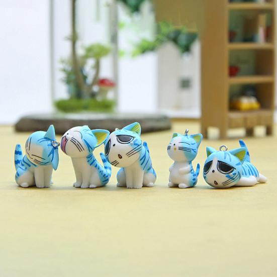 9Pcs Cartoon Cat Figure PVC Kitten Statue Mini Animal Figurine Home Office Desktop Decoration
