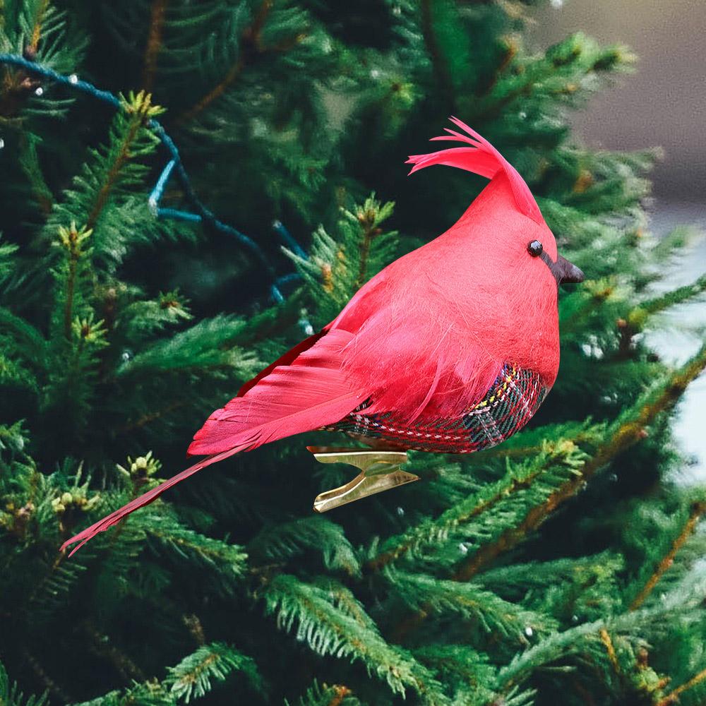 2Pcs Cardinal Clip On Christmas Tree Ornaments Artificial Red Birds Ornament for DIY Christmas Tree