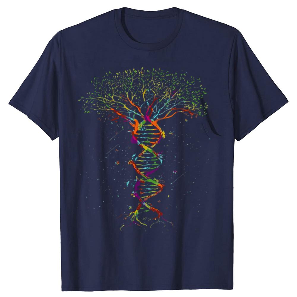 Zabawna grafika DNA Drzewa Życia Geek 100% bawełna T-shirty Męska Damska Moda Casualowy T-shirt Luźny Oversize Streetwear T-shirt
