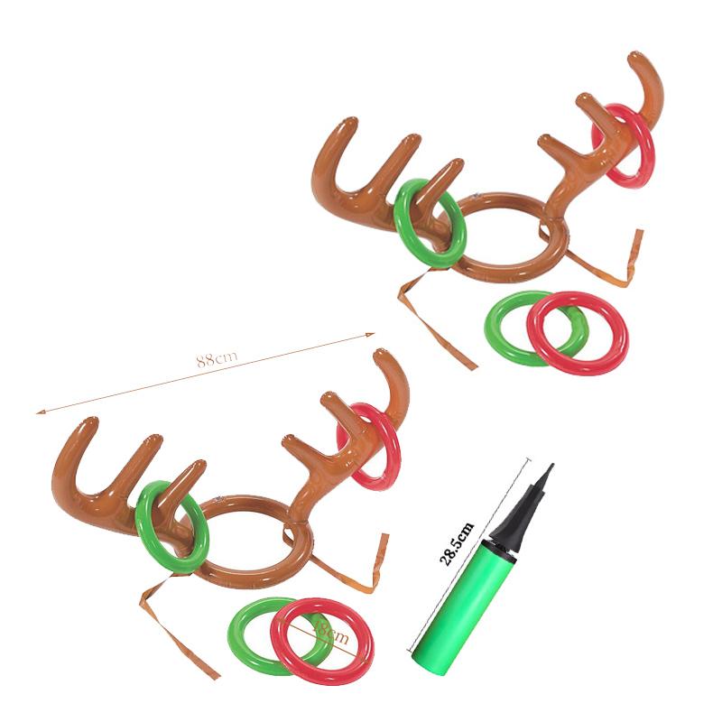 DIY Xmas Kids Gift Christmas Game Inflatable Funny Reindeer Antler Hat Ring Toss Navidad Natal New Year Outdoor Inflated Toys