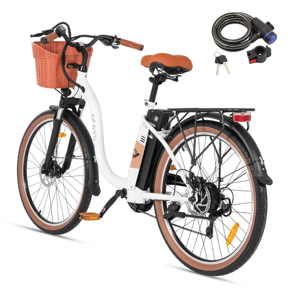 DYU C6 Pro City E-Bike With TowSeat 250W Motor 36V15.6AH Removable Battery Electric Bike 26 Inch Tire Urban Commuting Adult Electric Bicycle