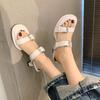 Fashion Fashion Flip Flops Denim Leather Shoes Woman Sandals Spike High Heels Female Slippers Footwear Women Party Dress Casual Shoes