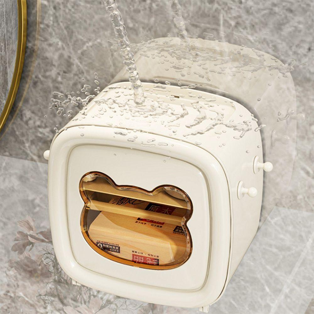 No Punch Toilet Paper Box Wall Mounted Washcloth Storage Box Durable Roll Paper Tube Box  Bathroom