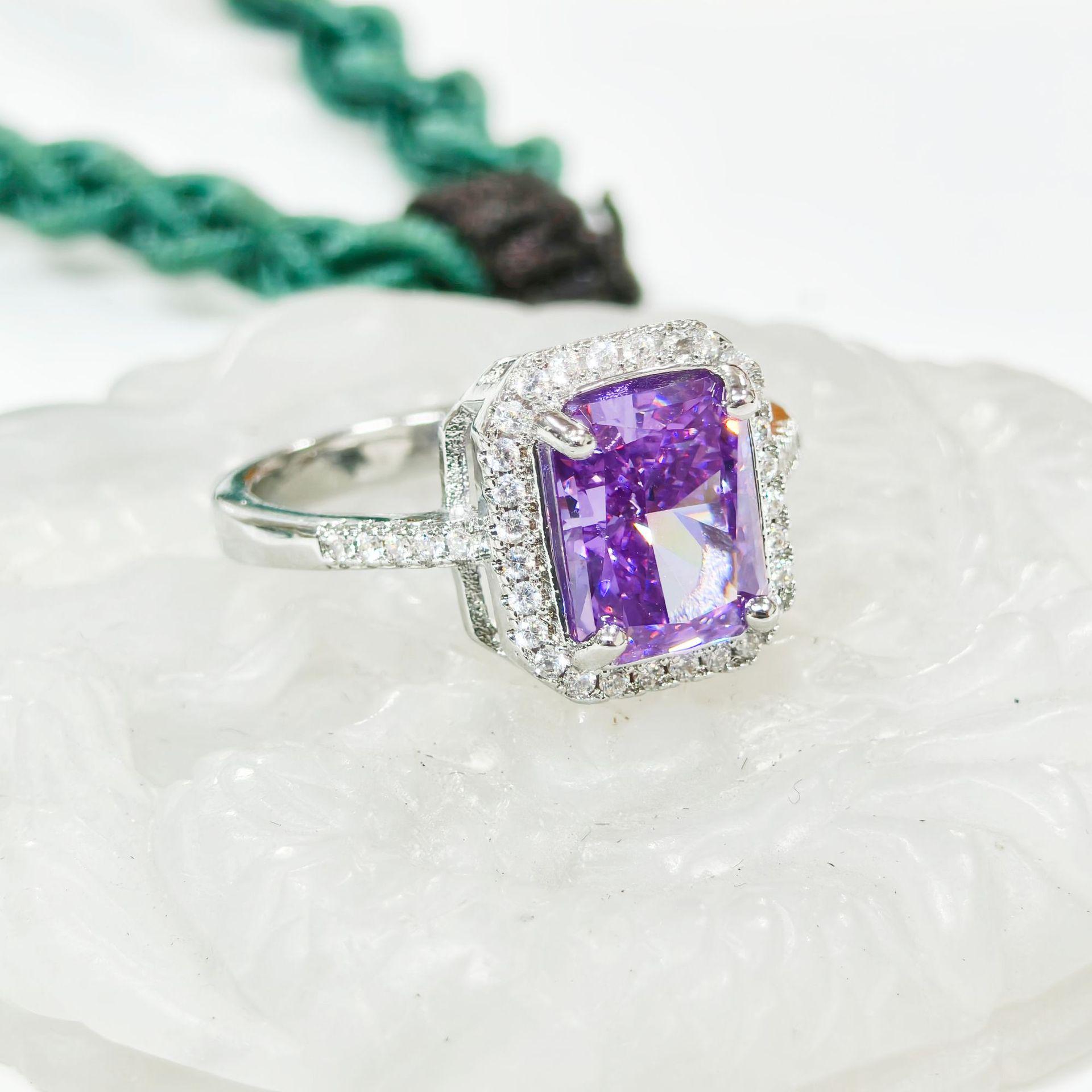 Gushen Ice Flower Cut Rectangular Ring - Luxury Wedding & Party Jewelry Size 7