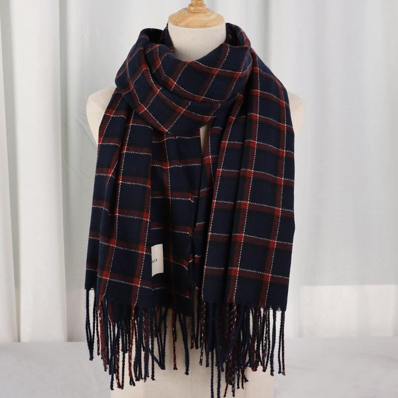 Plaid Long Scarf Winter Warm Cashmere Women Pashmina Foulard Bandana Scarves Female Luxury Hijab Tassel Shawl Wraps  Pareo