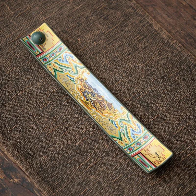 Ceramic Line Incense Burner Buddhism Zen Incense Stick Holder Chinese Enamel Colored Thread Incense Insert Aromatherapy Supplies