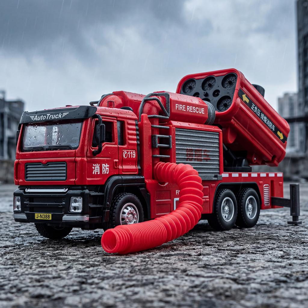 1:50 Smoke Exhauster Fire Fighting Vehicle Alloy Metal Diecast Model Car Simulation Children Collectibles Ornaments Holiday Gift