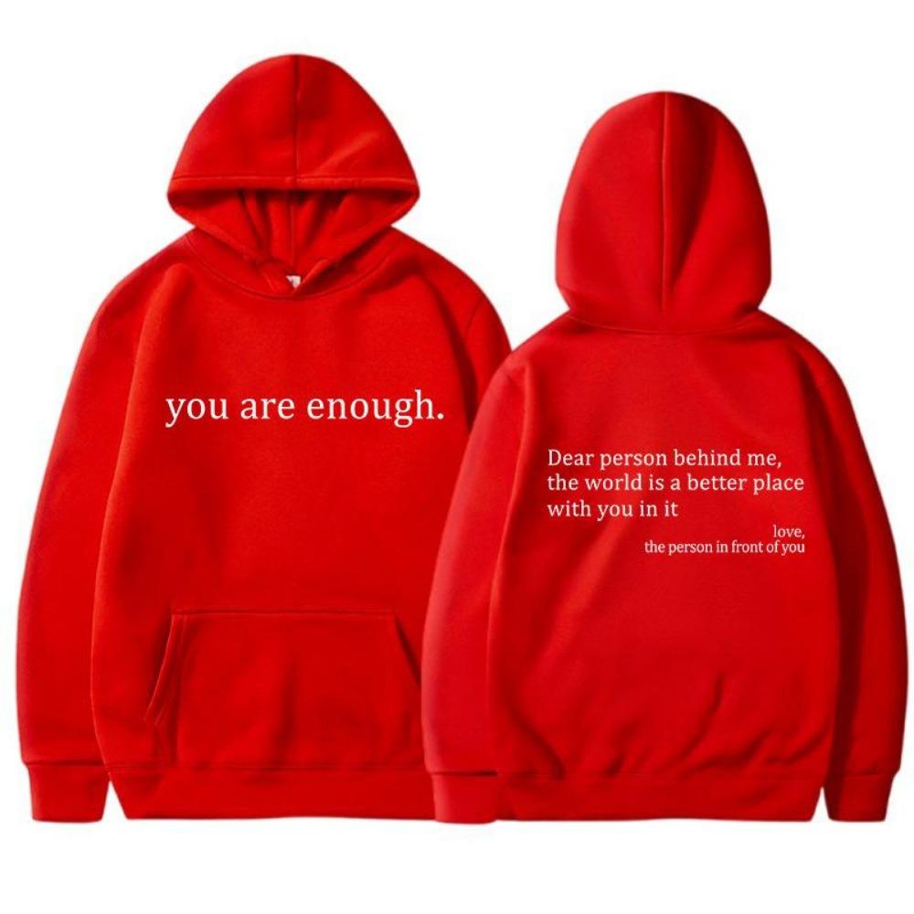 Women'S Shoulder Sleeve Fleece Sweater Plain Letter Print Kangaroo Pocket Drawstring Print Hoodie