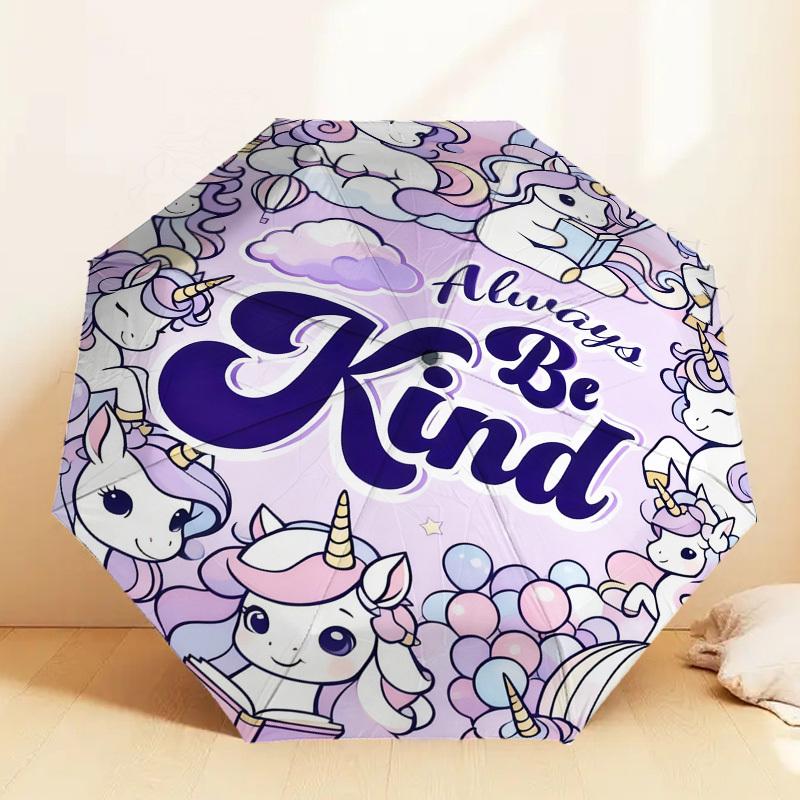 

1pc Unicorns Kindness Pattern Umbrella Design Automatic Opening and Closing Umbrella, High-quality Travel Umbrella, c1128279