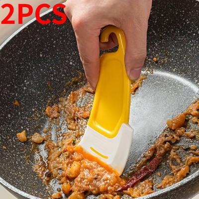 2pcs Silicone Pan Scraper, Spatula for Cleaning Dishes, Bowl Scraper, Non-Stick Kitchen Cleaning Tool,Kitchen Additions