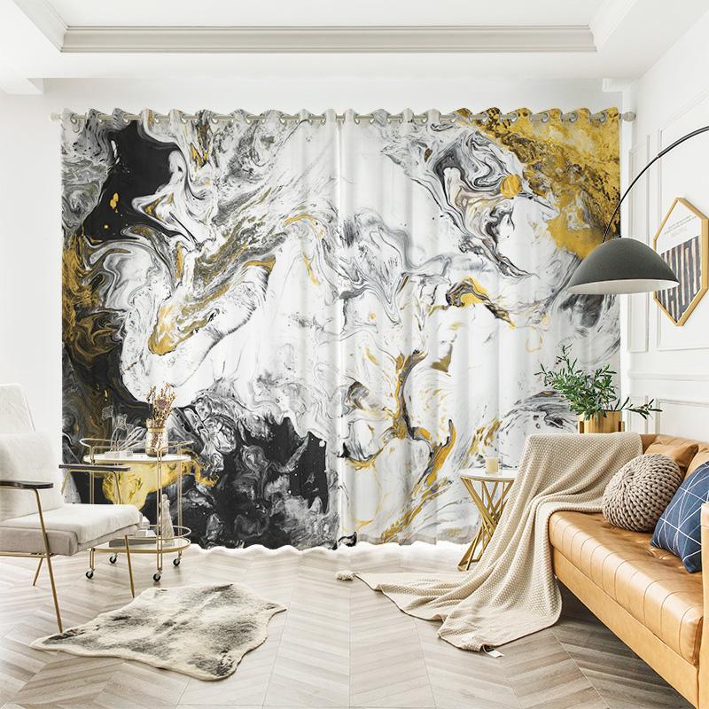 Custom Curtains for the Whole House Nordic Modern American Industrial Curtains Marble Curtains Living Room Bedroom Semi-shading