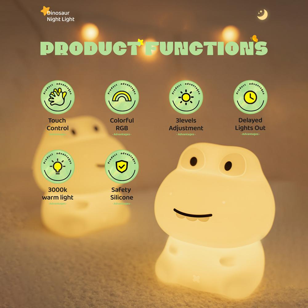 Urocza lampka nocna ze zwierzątkiem Kreatywna lampka nocna w kształcie smoka, żaby, krokodyla Dekoracja wnętrza Kolorowa atmosfera Prezent na urodziny dla dzieci