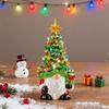 Lighted Christmas Gnome Tree 6" Resin Faceless Old Man Christmas Tree with Multicolored Lights