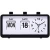 Classical Retro Mechanical Alarm Clock with Manual Flipped Calendar Date Day Time Display for Living Room or Office