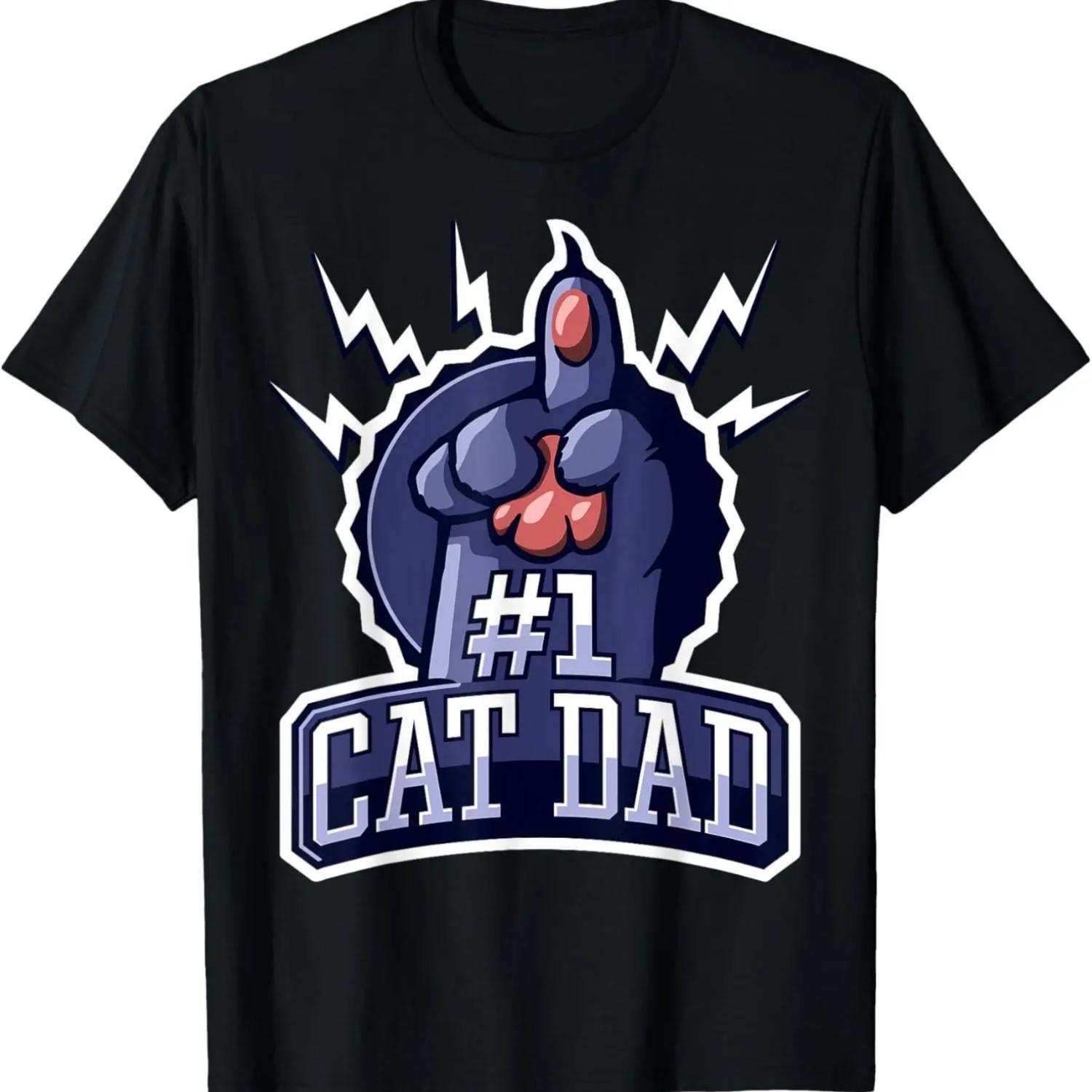 Number One Cat Dad Funny Cat Lover Design T-Shirt S