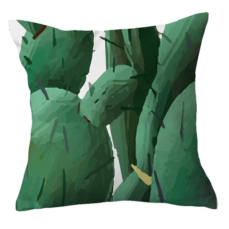 Office Chair Cushion Home Pillow Case Ins Plush Printed Pillow Case Green Plant Nordic Style Pillow
