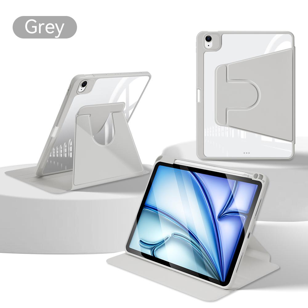 Pour iPad Air 11 M2 Étui Pro M4 Housse à Rotation 360° pour Air 5/4 iPad 10ème 10.9in Mini 6 7/8/9ème 10.2in Pro12.9 Housse de Tablette iPad mini 6 7 gris