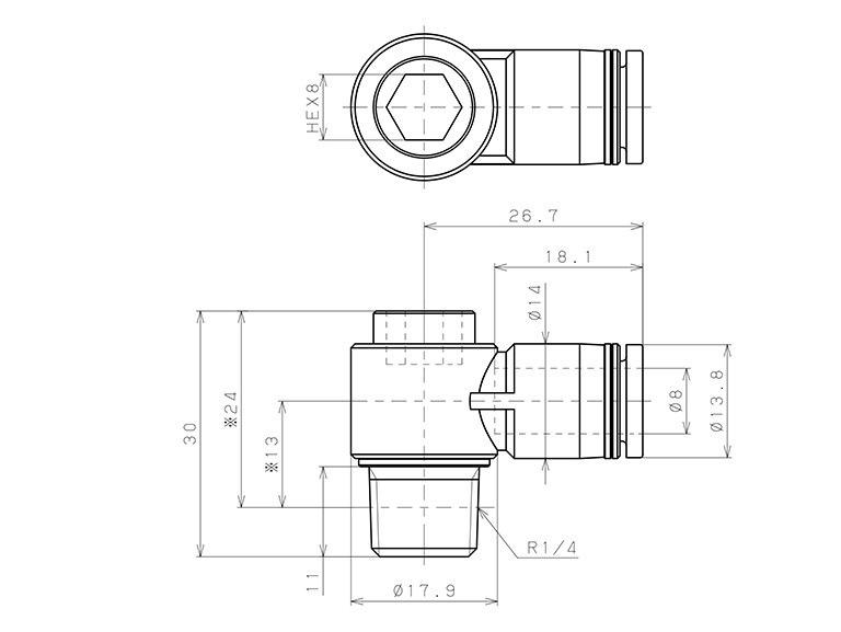 In-Stock PISCO Japanese Universal Elbow Joint with Hex Socket POL8 Series (POL8-01, POL8-02, POL8-03)