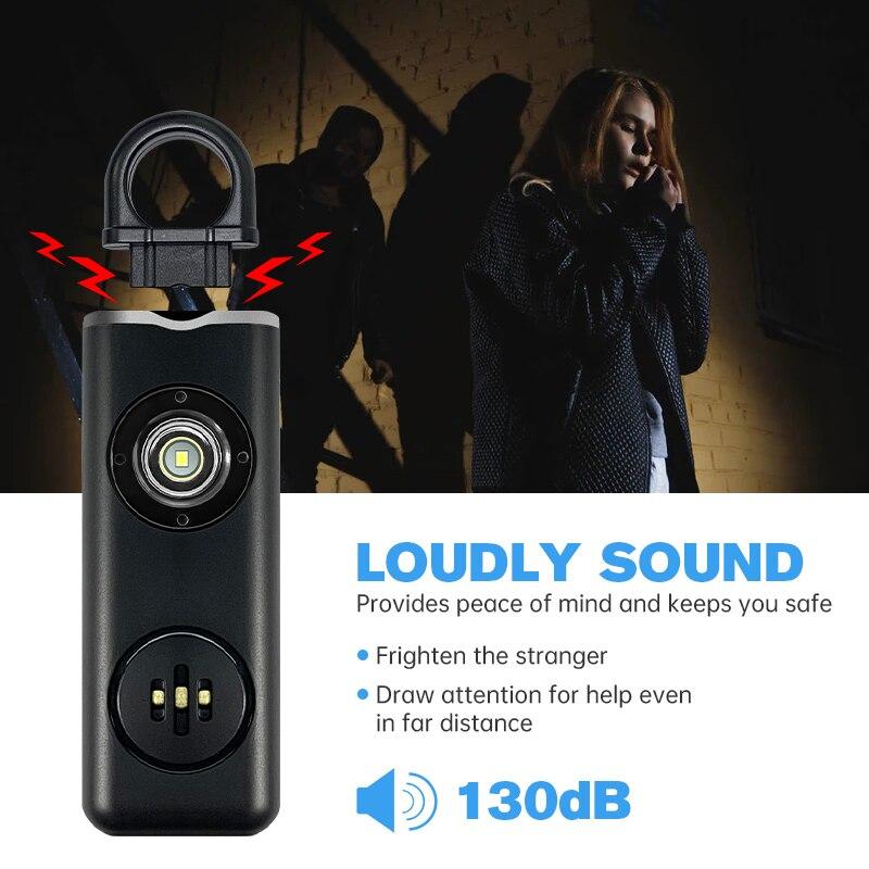 Personal Safety Siren Alarm for Women 130dB Siren Strobe & Key Chain 3 Pop Colors AF2004 Anti Robbery Call for Help