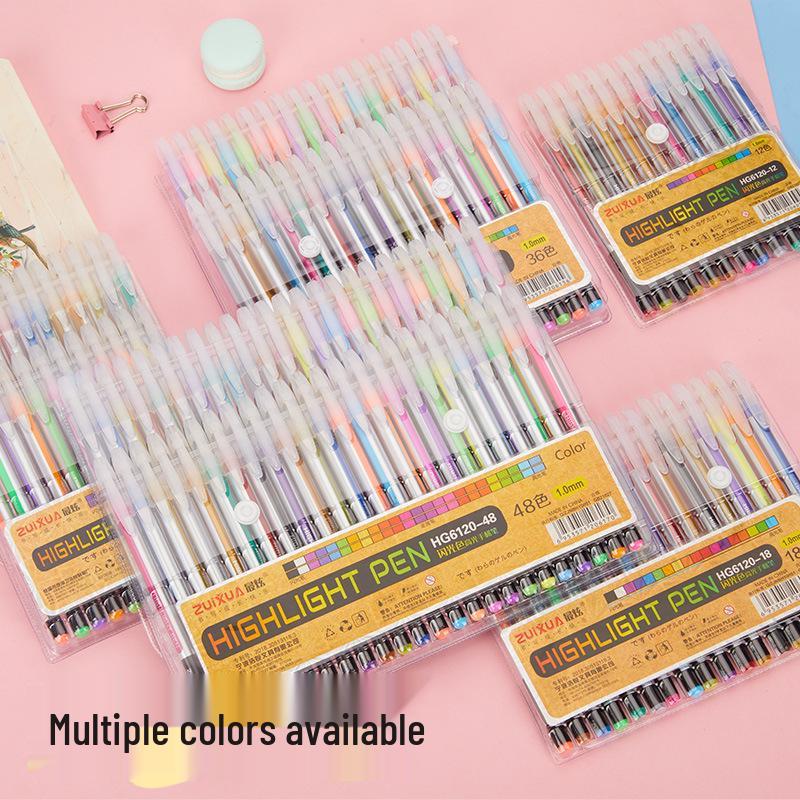 

TikTok Flash Pen Set: Cute Korean Fluorescent Highlighters & Neutral Pens 1.0mm
