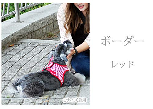 ASHU Dog Wear Harness and Lead, Border Red, Tezukayama Houndcam (LL, XL), for Medium Dogs (Wear Harness (LL: Chest Circumference 52-60cm))