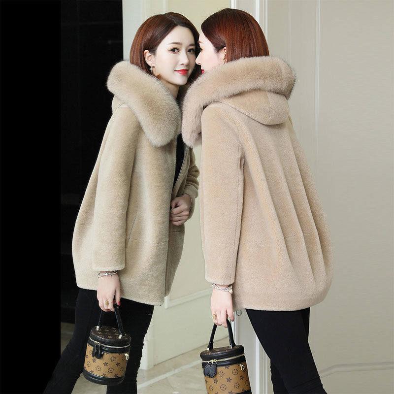 

Женская толстая теплая верхняя одежда с капюшоном средней длины, пальто из искусственного меха, женская парка, осенне-зимнее пальто из искусственного норкового бархата XXL