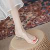 One Step In The High-heeled Shoes. Women's New Style Transparent Thick-heeled Flip-flops.