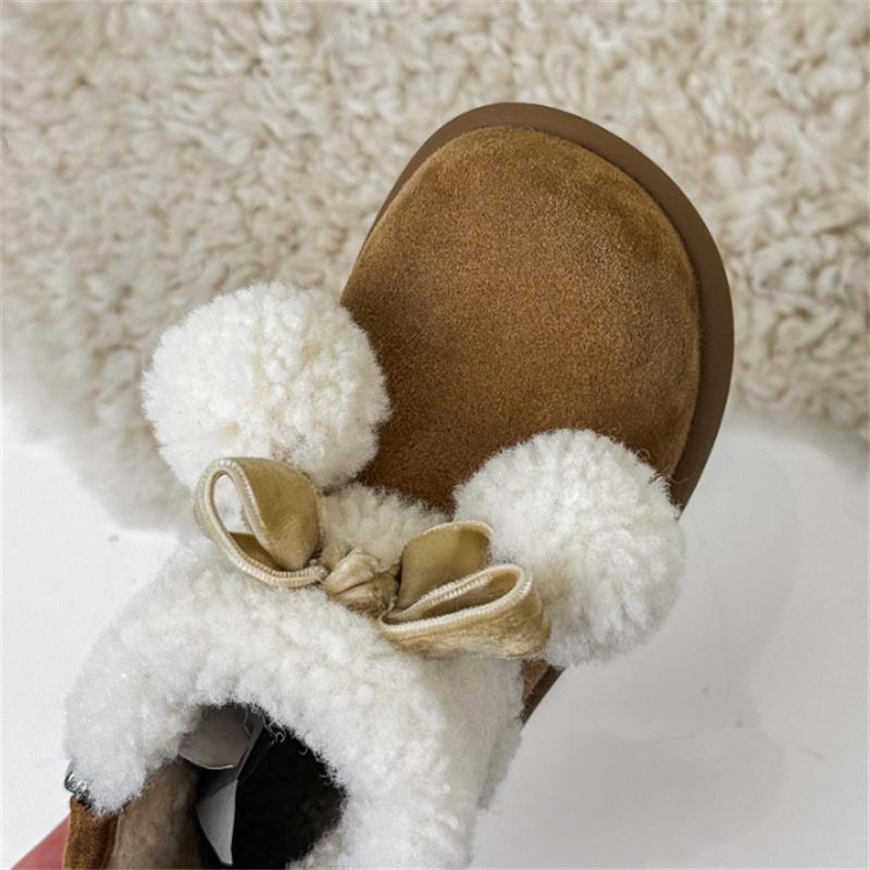 Winter Children Snow Boots Leather Warm Plush Toddler Kids Shoes Non-slip  Baby Girls Boots 1-6 Years
