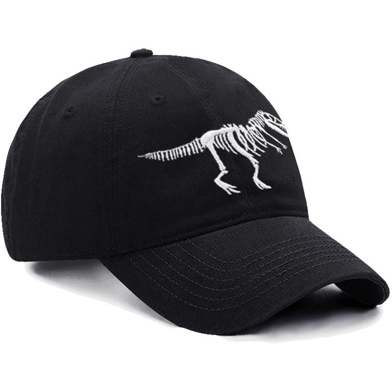 Dinosaur Skeleton Embroidered Baseball Cap for Women Men Fashion Adjustable Soft Cotton Dad Hat Unisex Classic Golf Caps