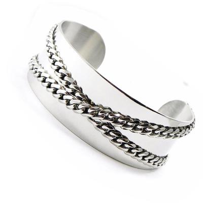 [I5382] - Silver 'Choreography' Steel Bracelet - 66 Mm 25 Mm