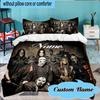 Custom Name Metal Music Band Collage Bedding Set 3pcs, Bedding Set Including 1pc Duvet Cover And 2pcs Pillowcases for Bedroom, Dormitory Gift