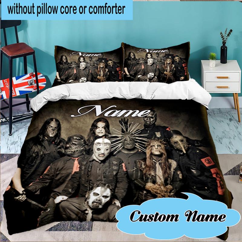 Custom Name Metal Music Band Collage Bedding Set 3pcs, Bedding Set Including 1pc Duvet Cover And 2pcs Pillowcases for Bedroom, Dormitory Gift