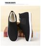 Men's Black High-Top Cloth Shoes - Rubber Sole, Cotton, Dustproof, Wear-Resistant, Breathable, Slip-On