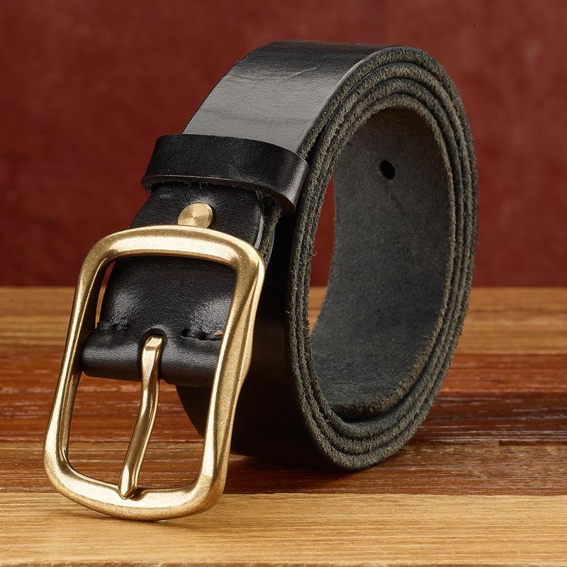 

Ремень из натуральной коровьей кожи первого слоя ручной работы Мужской ремень Мужской ремень Кожаный ремень в стиле ретро 130cm чёрный