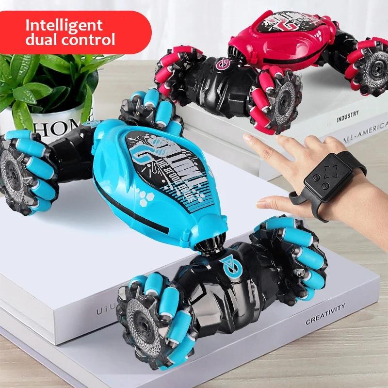 Rc Drift Car With Music Led Lights 2.4g Gesture Radio Remote Control Spray Stunt Car 360° Rotating Climbing Car Toys Gift