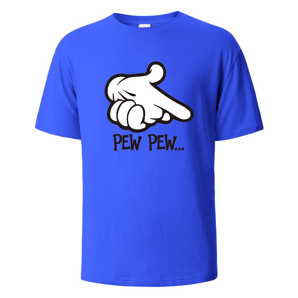 Pew Pew Print TShirt 100 Cotton Summer Tees For Men Women Oversize Casual Tops