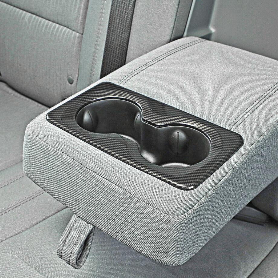 For 2019-2024 Dodge RAM 1500 Carbon Fiber Rear Armrest Box Cup Holder Cover Trim