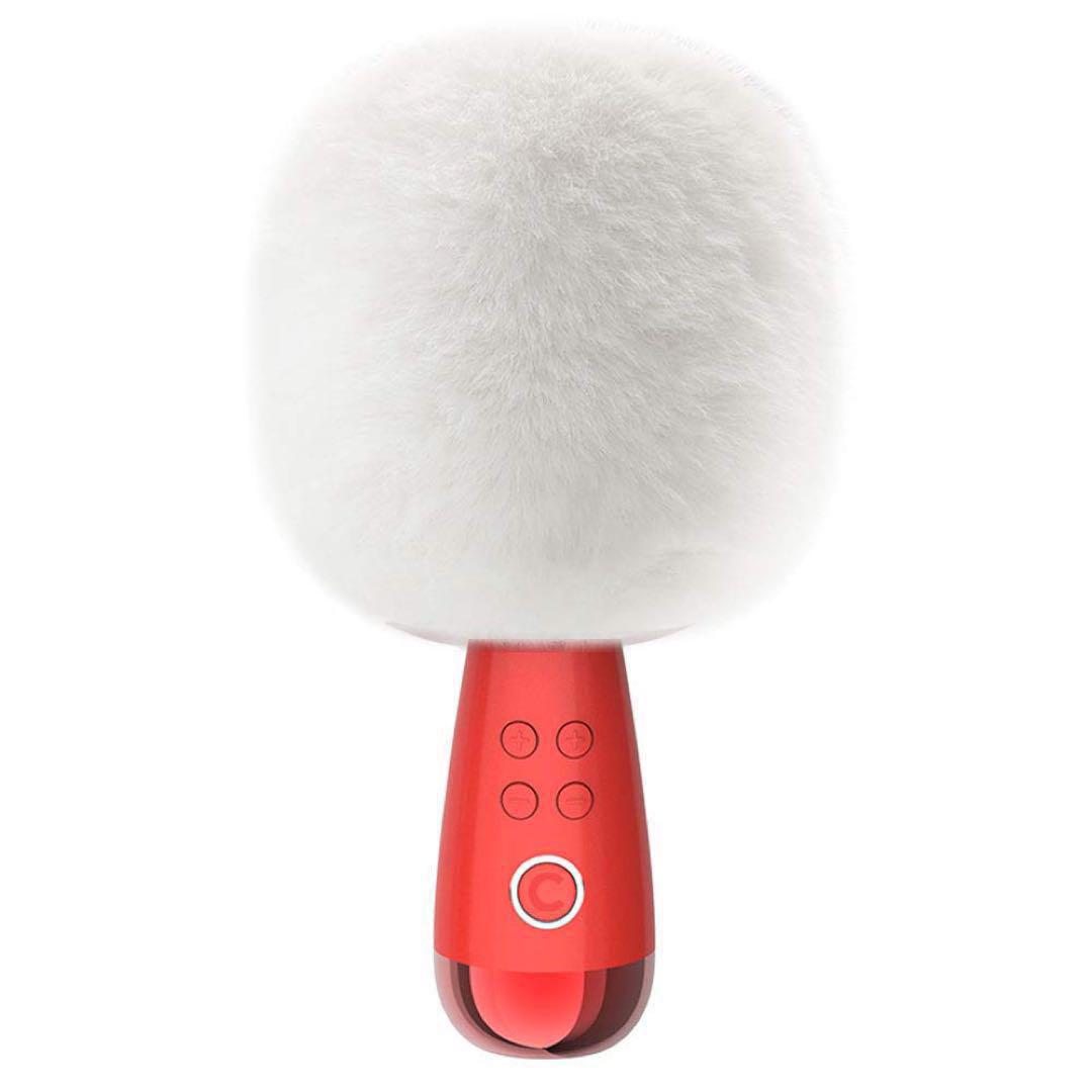 

[USED] Karaoke microphone wireless Bluetooth multi-function fluffy red